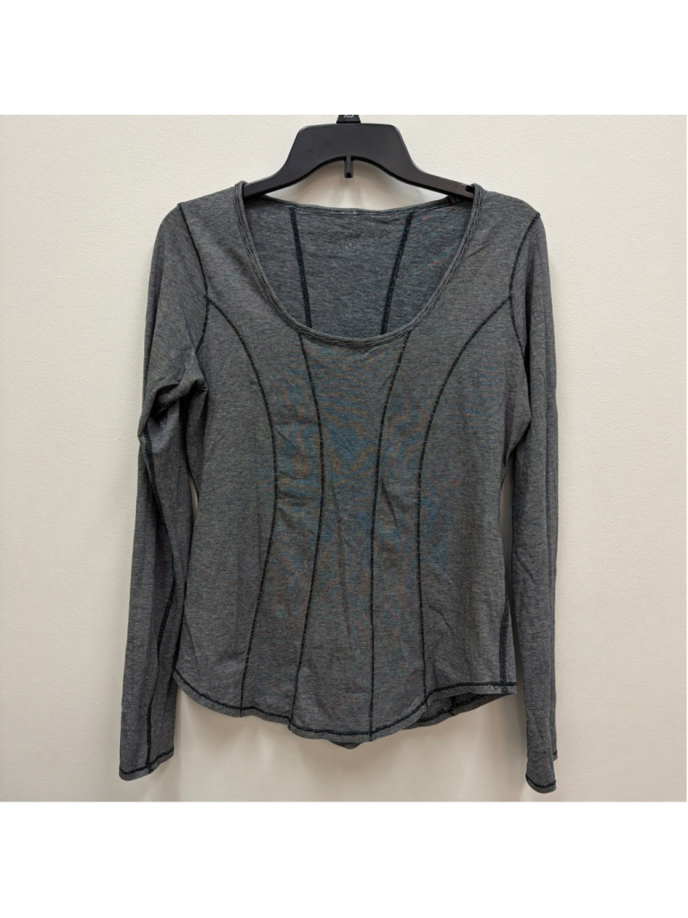 Lululemon Between The Lines Long Sleeve Shirt in Micro Stripe Black White Sz 10!
